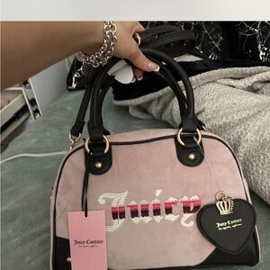 Juicy Couture Classic Velour Pink and Black Women's Bag